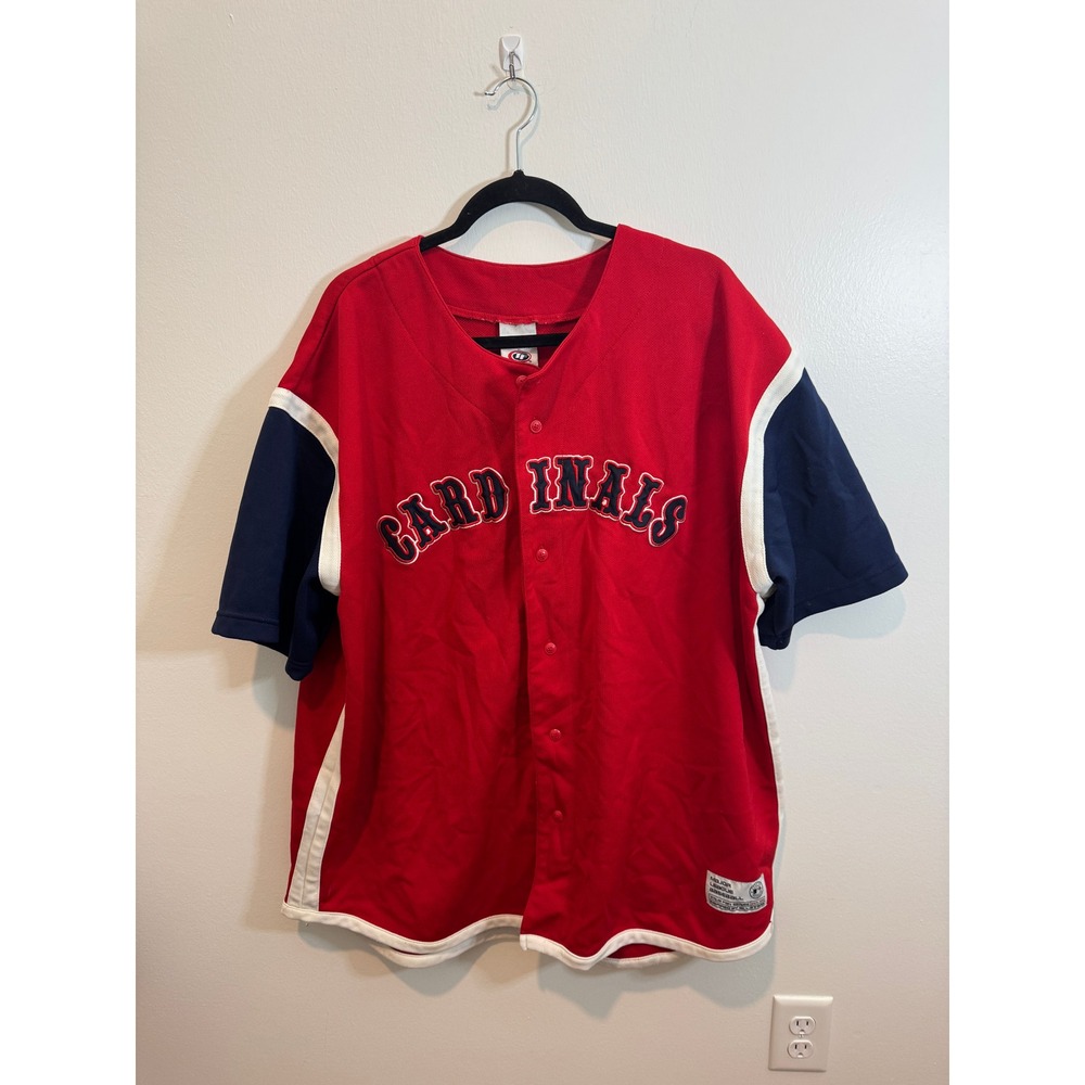 Vintage St Louis Cardinals Jersey True Fan MLB Red Navy Blue XXL Baseball Shirt